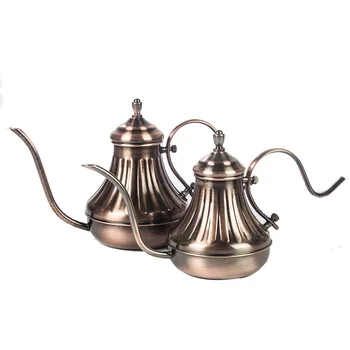 

Coffee pot stainless steel fine mouth pot retro copper plated palace pot hand wash drip coffee pot 3