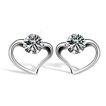 

Romantic Gift Jewelry For Woman High Quality 925 Sterling Silver Heart Design Stud Earrings Free Shipping