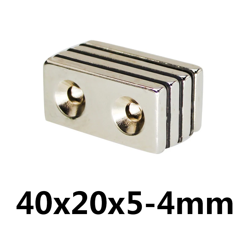 1 шт./партия F 40x20x5 мм отверстие 4 N35 Сильный квадратный NdFeB редкоземельный магнит