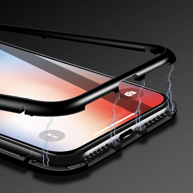 Роскошный Магнитный адсорбционный чехол для Apple iPhone X, бампер, металлическая рамка, стеклянная крышка для Apple iPhone 7, бампер 8 Plus, 6, 6s, 7plus