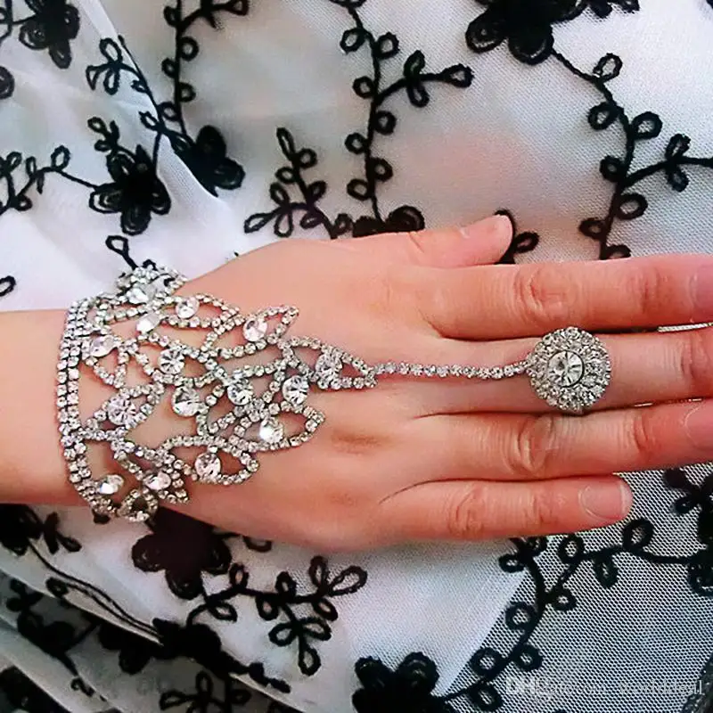

12pcslot Bridal Finger Handchain Crystal Rhinestone Bracelet Wedding Stage Prom Jewelry Accessories jb116
