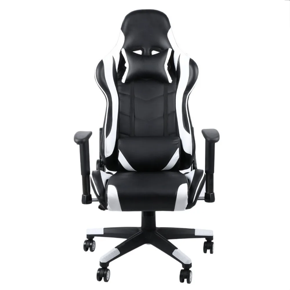 

White 360 Degree Rotation Gaming Chair High Back Computer Office Chair With Headrest Lumbar Support Racing Gaming Chair