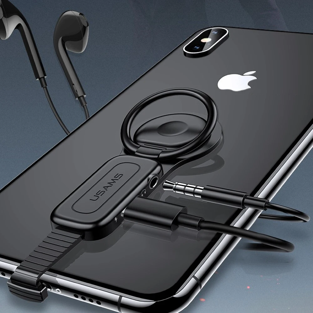 Автомобильный металлический держатель кольца для телефона iPhone 7 8 Plus XR XS Max 3 5 мм Aux