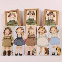 30 шт./упак., милый набор закладок для куклы и куклы, упаковка из крафт-бумаги, держатель для книг, карта для сообщений
