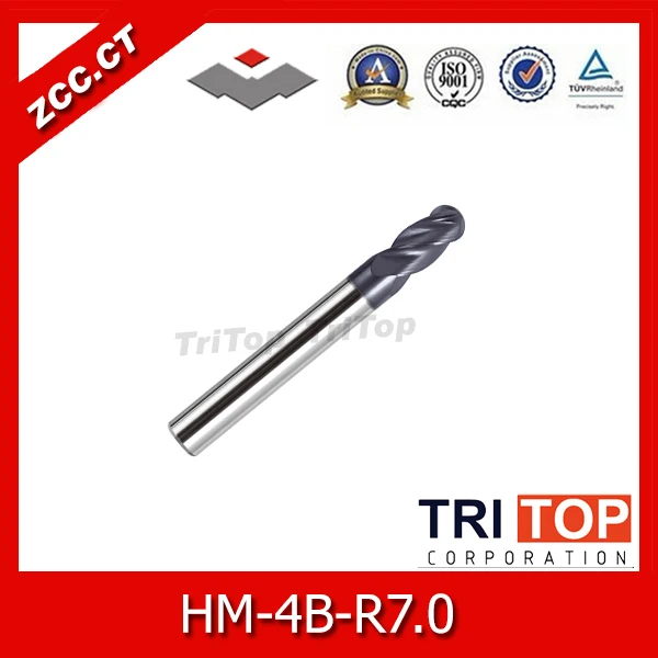 

high-hardness steel machining series ZCC.CT HM/HMX-4B-R7.0 Solid carbide 4-flute ball nose end mills with straight shank