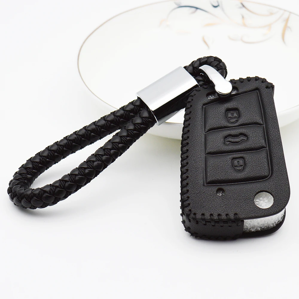 

Car Key Case Key Cover For Volkswagen For VW Golf 7 MK7 GTI R Tiguan 2017 For Skoda Octavia A7 For Seat Leon Ibiza Keychain Ring
