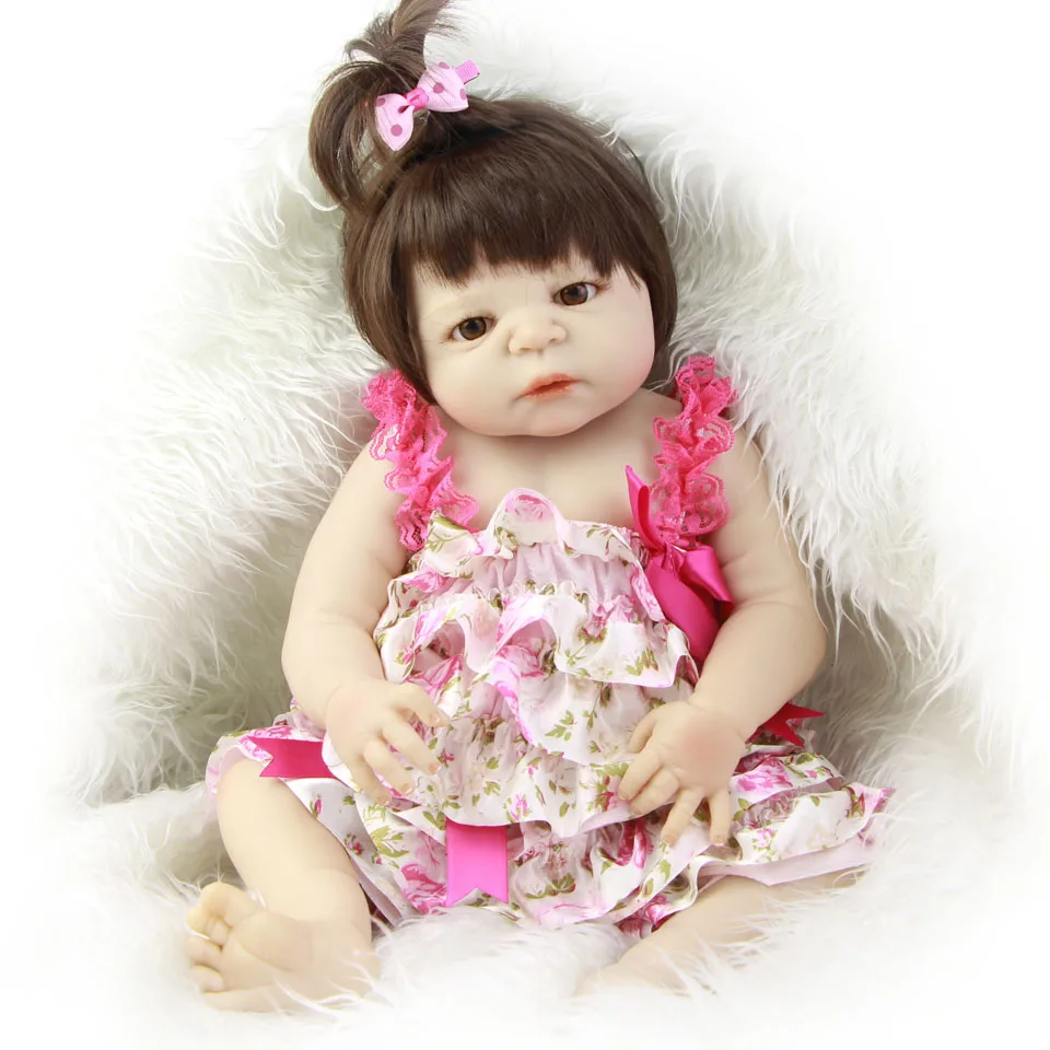 

23 Inch Can Bathe Reborn Baby Girl Dolls Realistic Princess Reborn Dolls Full Body Silicone Vinyl Fashion kids Birthday Gifts