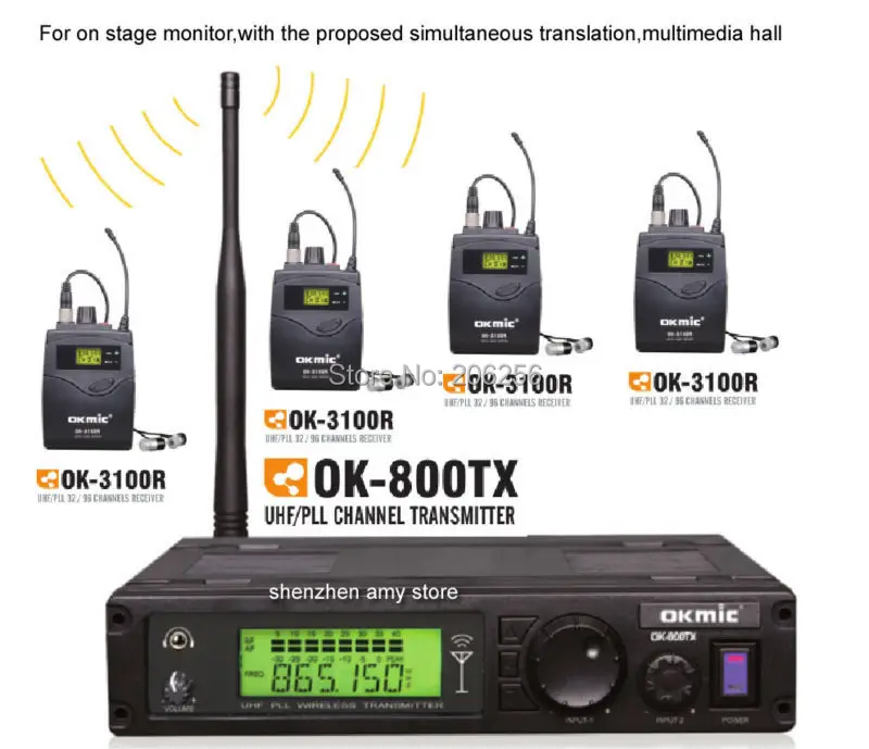 4 приемника ассистивная система прослушивания UHF 4-местный беспроводной в ухо монитор система стерео наушники система передатчиков для сценических выступлений 830-842 МГц