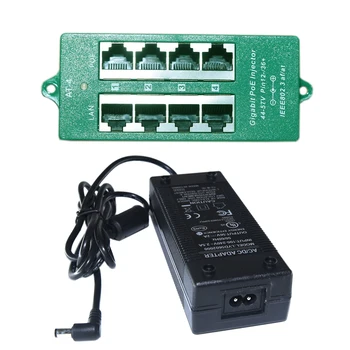 

4 Port Gigabit Power over Ethernet PoE+ Auto Negotiating Injector with 56 volt 120 watt Power Supply: AT-4-56v120w
