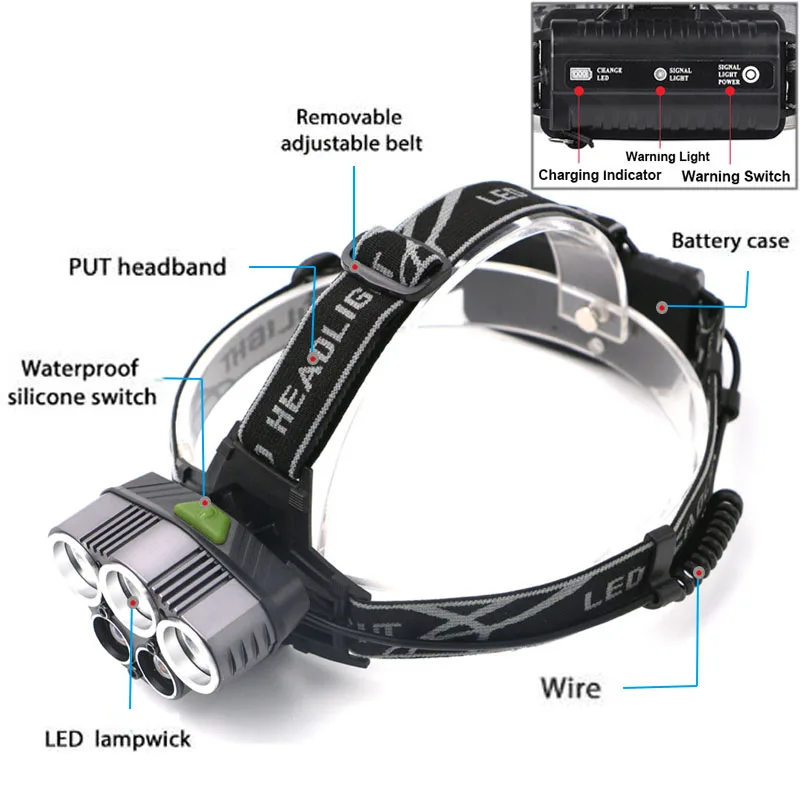 Налобный фонарь 3T6 + 2R5 5 светодиодов|led headlamp|cree led headlamphead lamp |