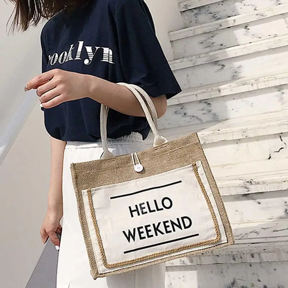 

2019 Fashion Ladies Handbag Women's Linen Handbag Large Capacity Casual Shoulder Bag Daily Bag Shopping Bag Outdoor College Bag