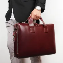 Простой Модный деловой портфель 15 дюймов Компьютерная сумка верхний слой воловья кожа мужская сумка