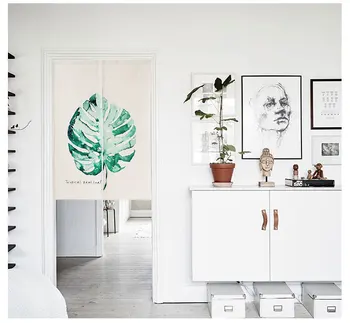 

Northern Europe style cloth plant leaf door window curtain Japanese home decoration bedroom living study room kitchen household