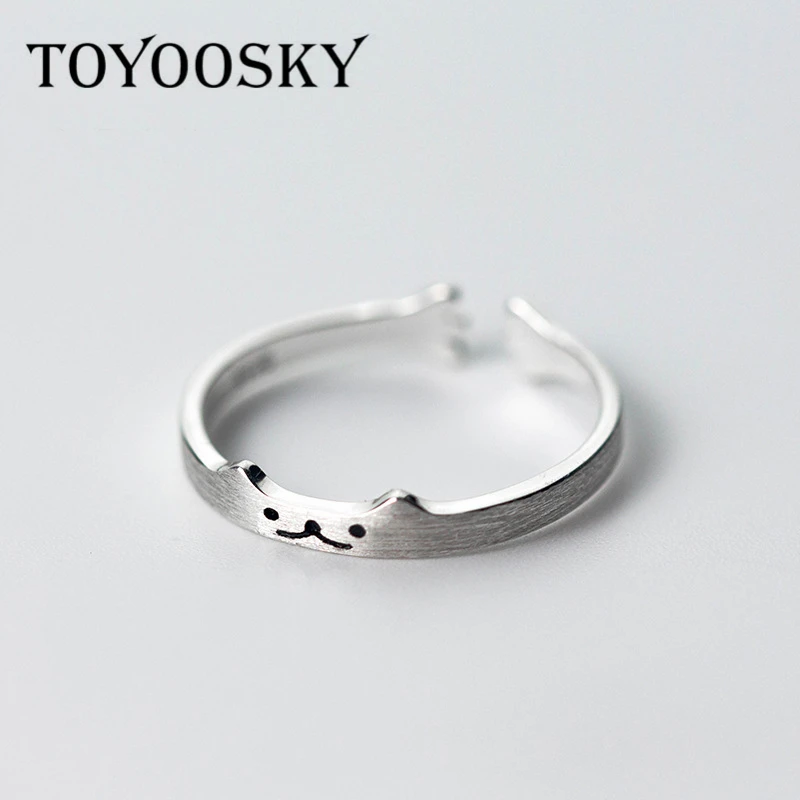Женское Открытое кольцо из серебра 925 пробы с котом|ring sterling|jewelry giftopen ring |