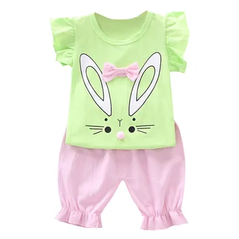 

SZYADEOU Infant Toddler Kids Child Baby Set For Girls Summer 2019 Cartoon Rabbit Bow Piece Baby Suit Clothing Clothes Outfits L4