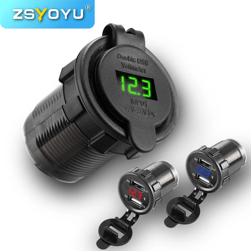 

Cylindrical Style Dual USB Car Charger Multifunction LED Display 5V 4.2A Refit Dual USB Phone Car Charger With Digital Voltmeter
