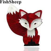 FishSheep 2 Colors New Acrylic Lovely Fox Brooches And Pins Acetate Fiber Animal Style Brooch For Women Scarf Accessories Gifts