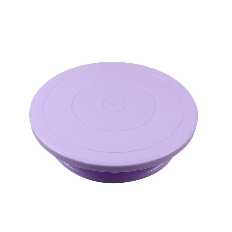Пластмассовый Противоскользящий поворотный стол для торта, набор для монтажа масла из безопасного и прочного пластика, декораторы для десертов, 10 шт - Цвет: Purple