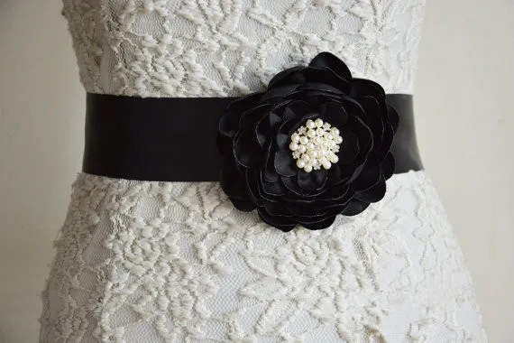 black beaded sash belt