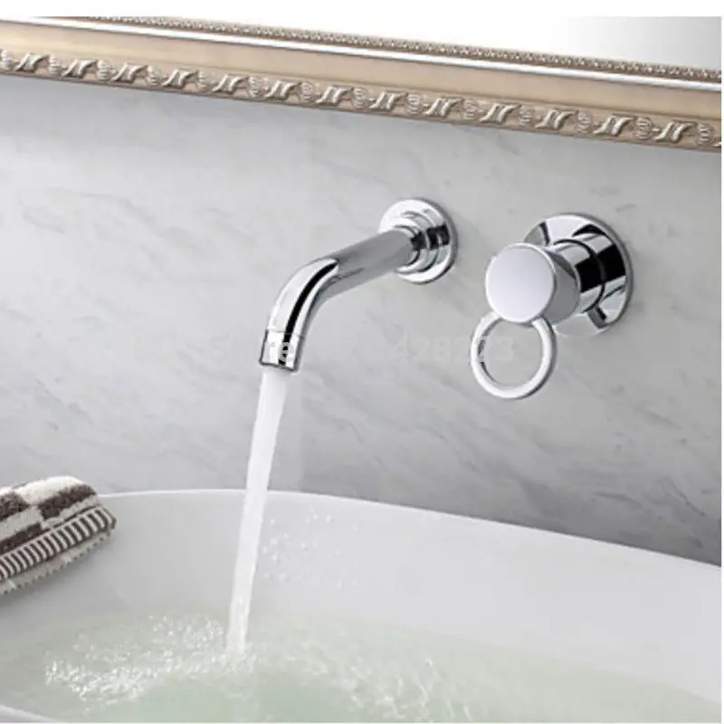 

Free Shipping Wall Mounted Bathroom Single Handle Basin Faucet Vanity Sink Mixer Tap Chrome Finish