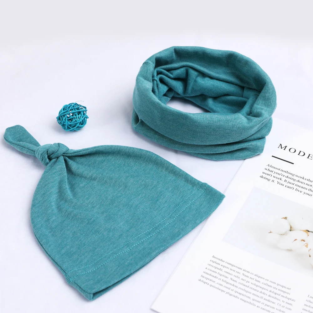 

5 colors cotton newborn baby caps&hats with baby scarf Combination packages set pink yellow and sky blue for newborn infant