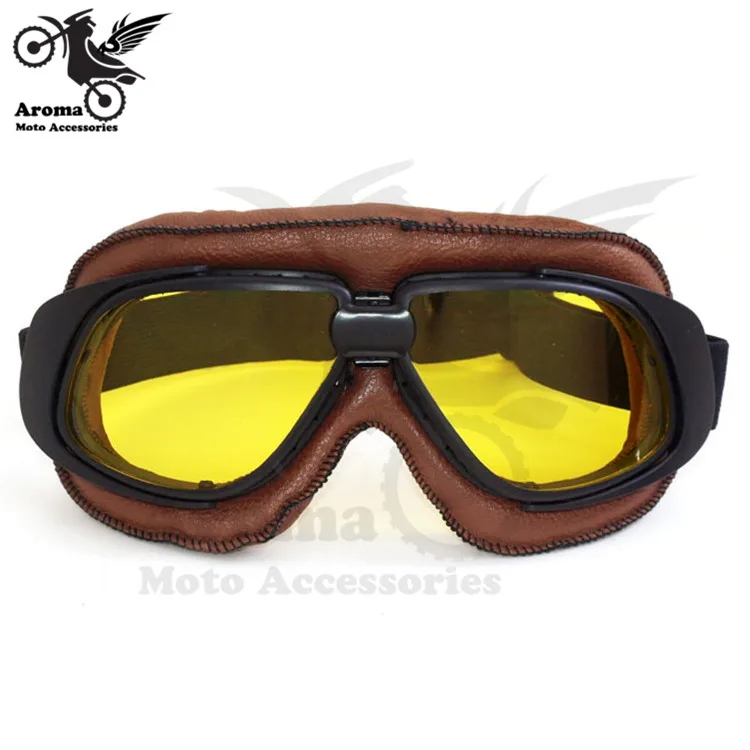 free shipping yellow helmet motorcycle goggle vintage biker goggle