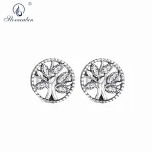 Lovecabin 925 пробы серебряные серьги-гвоздики Древо жизни модные ювелирные изделия для женщин Кристалл CZ цветок Весенняя коллекция