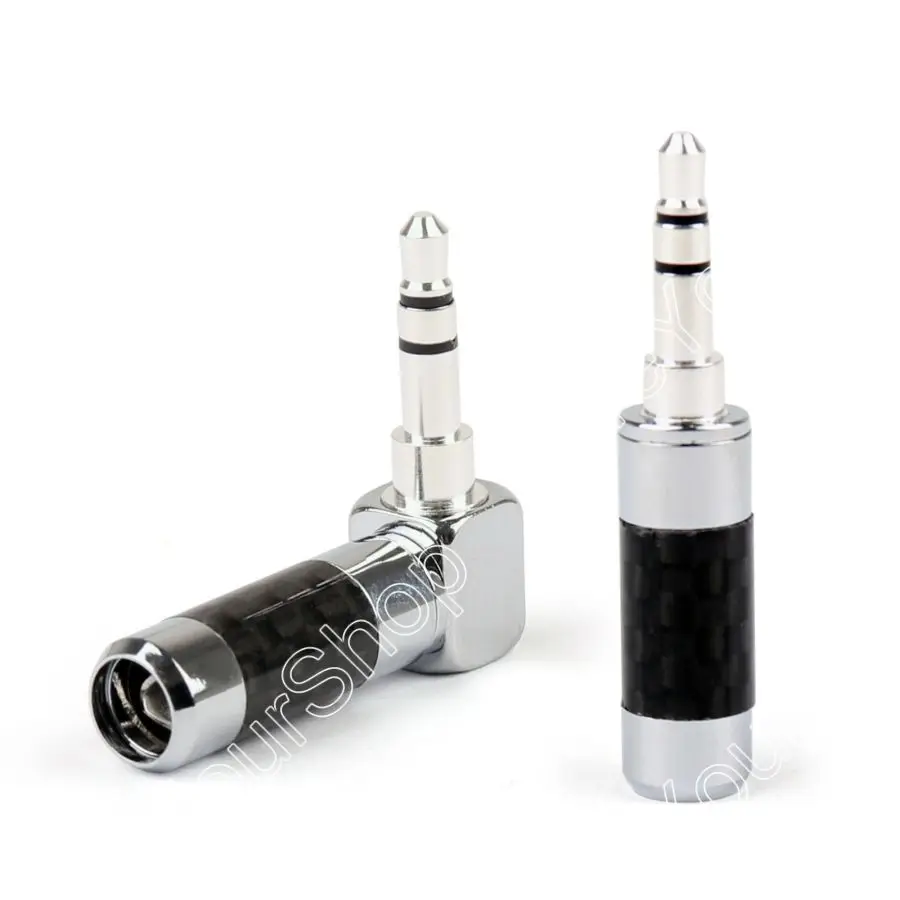 

Areyourshop Sale Silver Plated Stereo 3.5mm Male Aux Plug + Right Angle Plug Male Connector High Quality Mini Plugjack