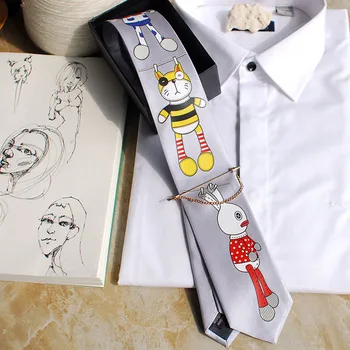 

New Free Shipping casual Men's male Handmade Fashion Hanger Bunny Cat Style neck tie Wedding Hosting Western printed Party