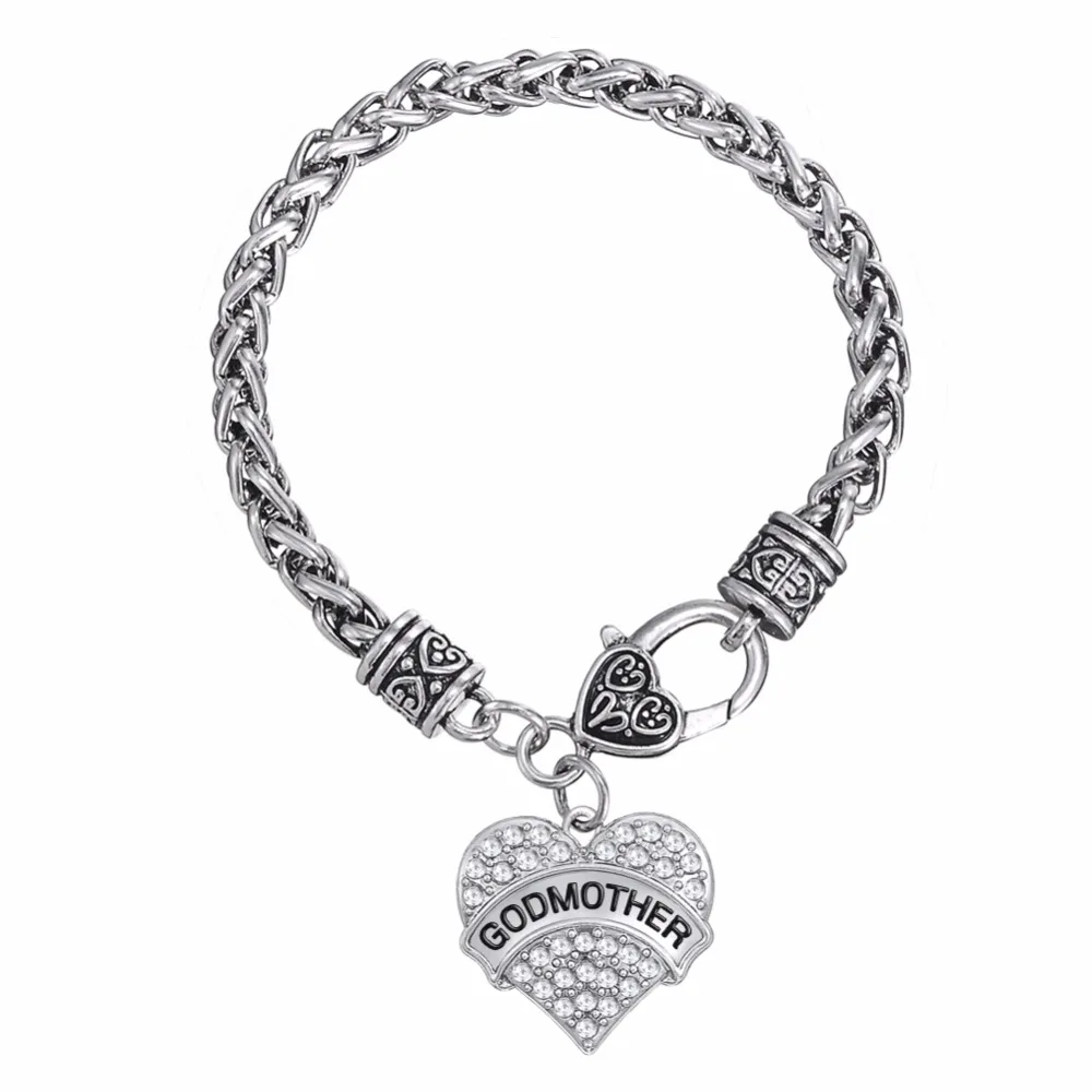

Fishhook Mother's Day Gifts GODMOTHER Heart Charm Lobster Claw Bracelet women Jewelry Pendants Making for Fashion Jewelry