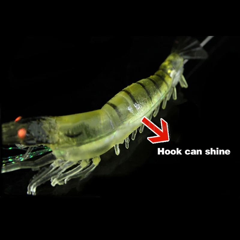 Прохладный 3 шт. 9 см светящийся силиконовый приманки Моделирование креветка из мягкого материала для ловли креветок лещ Винтажная с высокой талией