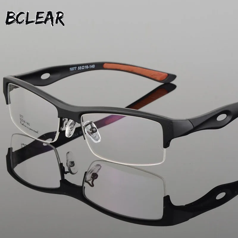 Comprar BCLEAR Marco de gafas para hombre atractivo diseño distintivo marca cómodo TR90 medio marco cuadrado de gafas deportivas