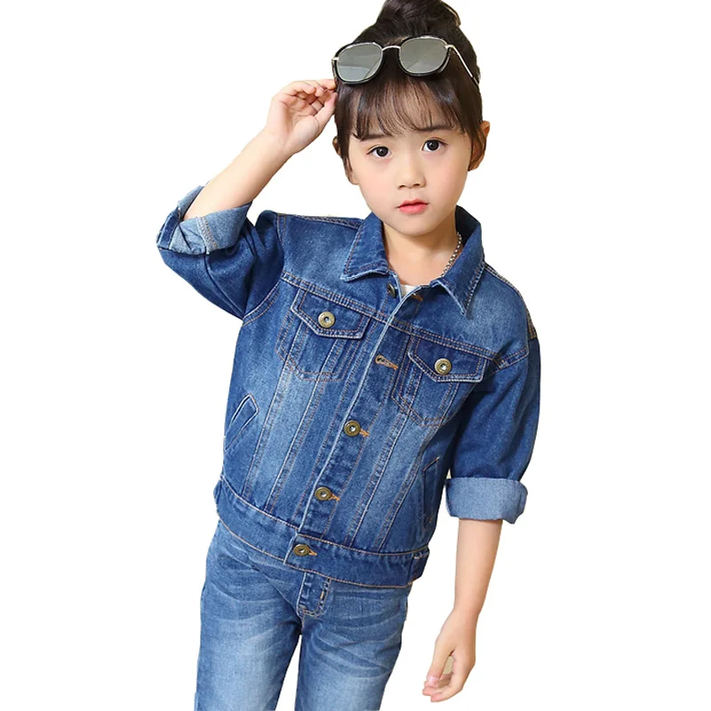 Girls Denim Jackets 2018 Fashion Children Jeans Jacket Spring Autumn Girls Denim Outerwear Kids Jacket Coat DQ562