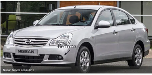 Подходит для России для Nissan Almera G11 2012- автомобильный АБС Хромированная передняя лампа заднего противотуманного фонаря Накладка для автомобиля аксессуары для укладки