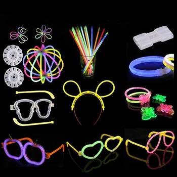 

100 Pcs Party Fluorescence Light Glow Sticks Bracelets Necklaces Neon Wedding Party Stickers with 1 DIY Accessories neon party