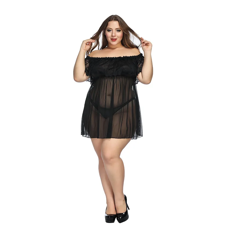 Sleeping Dress Lace Nightdress Ladies Sexy Temptation Sleepwear Babydolls lingerie Pyjama Femme Perspective Home Suit 6XL