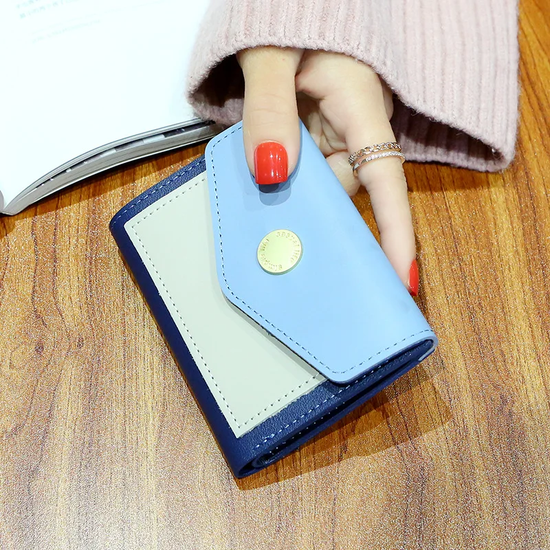 2019 women's short women's wallet button decoration mini wallet small folding PU leather female coin purse card package 144 2019 women's short women's wallet button decoration mini wallet small folding PU leather female coin purse card package 144