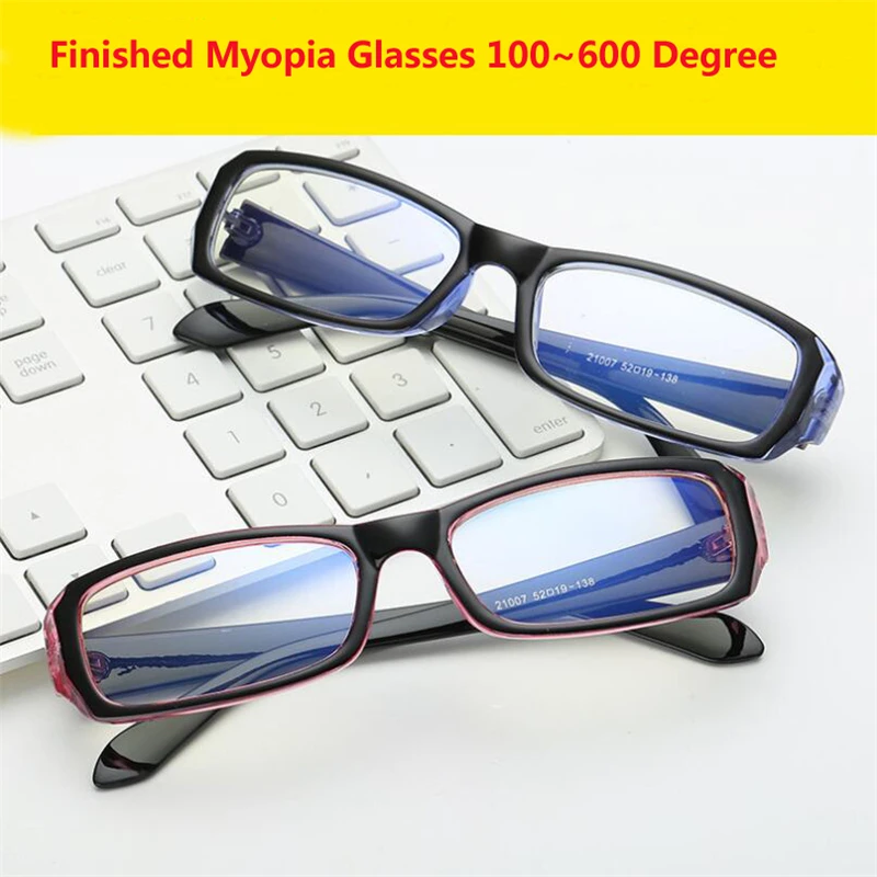 

-1.0 -1.5 -2.0 to -6.0 Simple Red And Blue Frame Finished Myopia Glasses Women Men Short-sight Glasses Frame With Degree