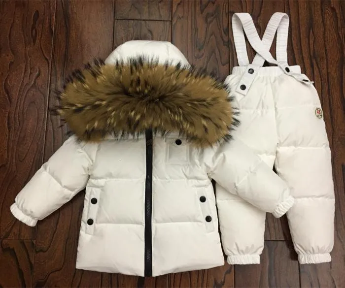 Детский зимний комплект одежды на пуху, детские лыжные куртки и штаны, комбинезоны для мальчиков и девочек от 0 до 12 лет, верхняя одежда, пальто Зимний комбинезон для малышей