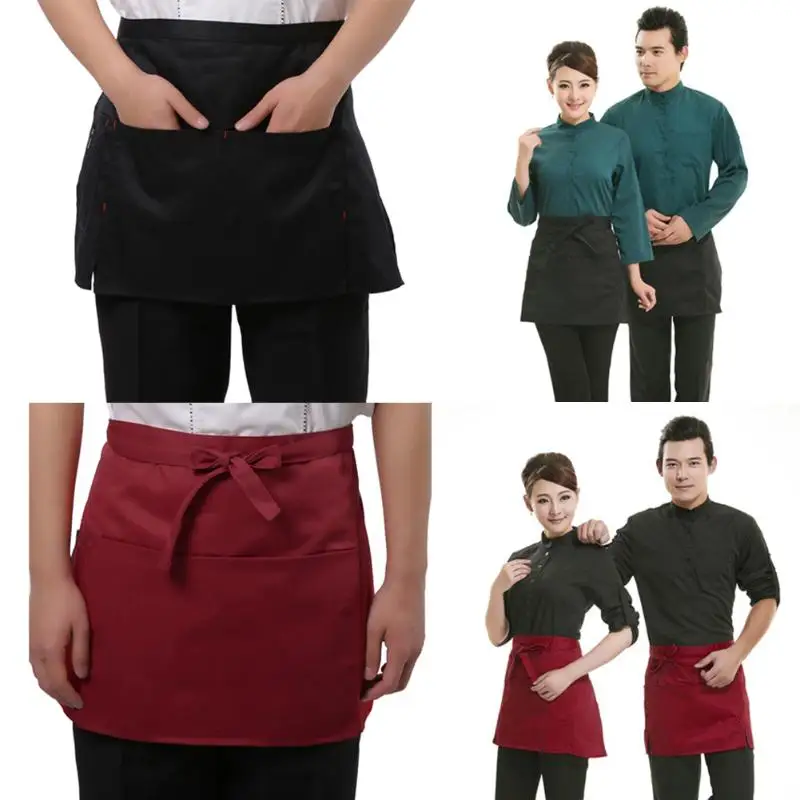 

Universal Unisex Apron Short Waist Apron Kitchen Cooking Women Men Aprons with Pocket for Chef Waiter Waitress
