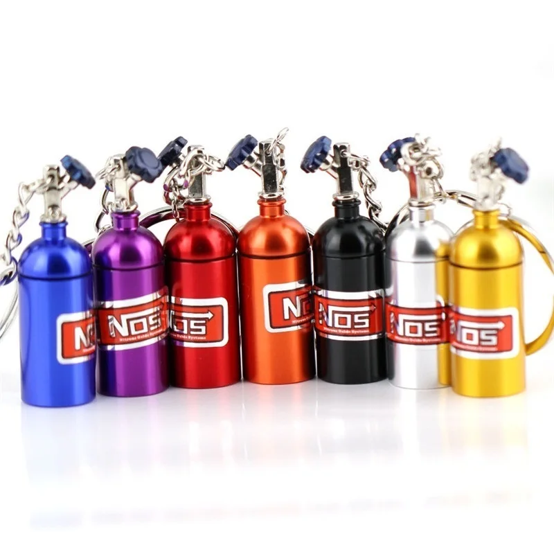 

NOS Turbo Nitrogen Bottle Metal Key Chain Key Ring Holder Car Keychain Pendant Jewelry For Women Men Unique Mini Keyring