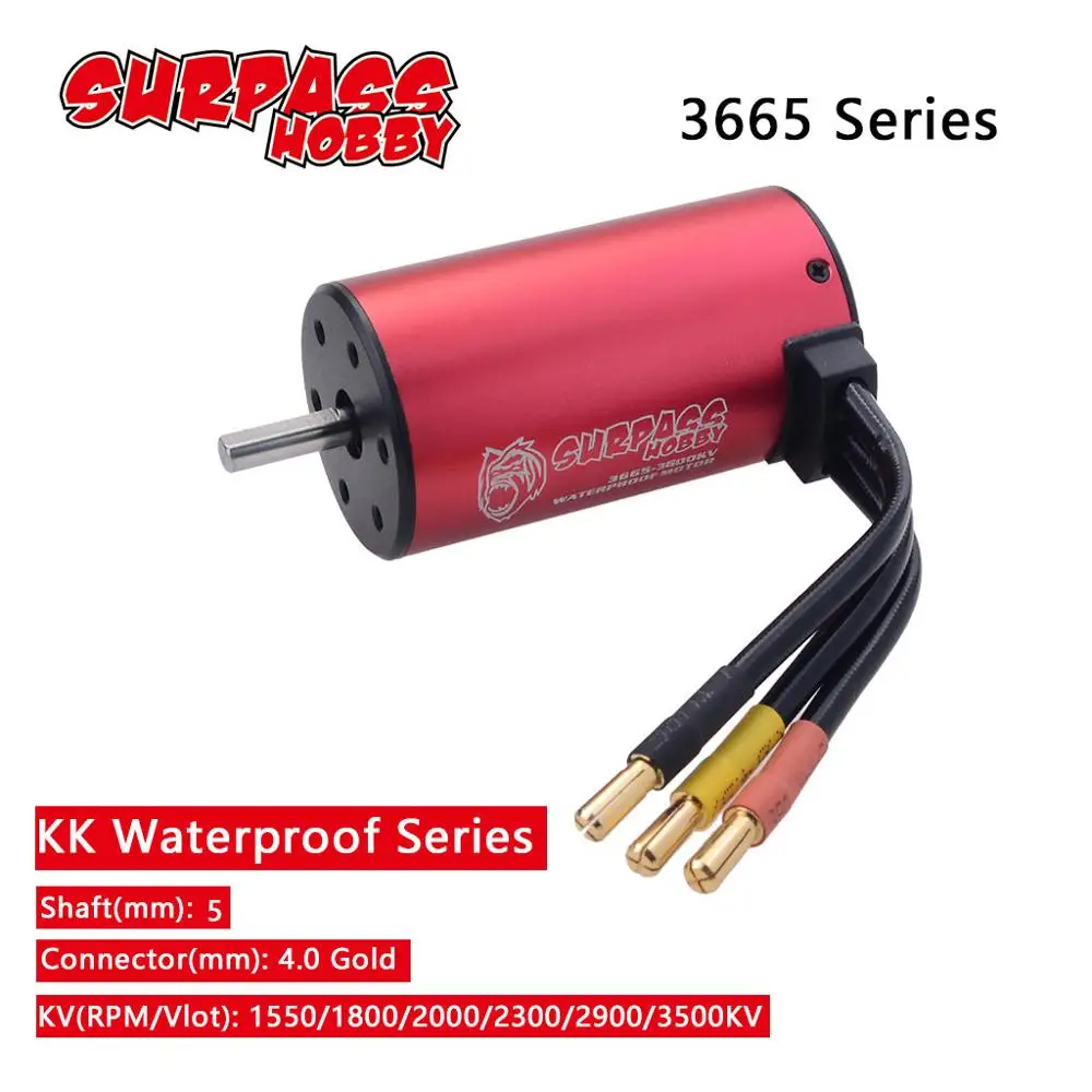 

SURPASSHOBBY KK 3665 1550KV 1800KV 2000KV 2300KV 2900KV 3500KV 3500KV Waterproof Brushless Motor for 1/10 GTR/Lexus 2S 3S RC Car