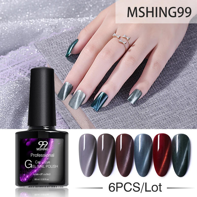 Набор гель-лаков MSHING99 6 шт . набор гелевых лаков для ногтей cat eye УФ- гель -Лаки с