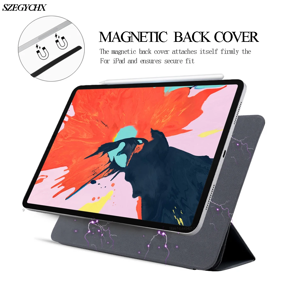 

For iPad New Pro 11 Case 2018 Magnetic Case Funda Support Wireless Charging for Apple Pencil PU Leather Stand Smart Case
