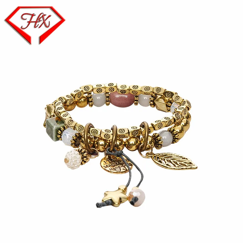 HX Korean Fashion Bracelet Korean Sweet Multi layer Ornate Pearl
