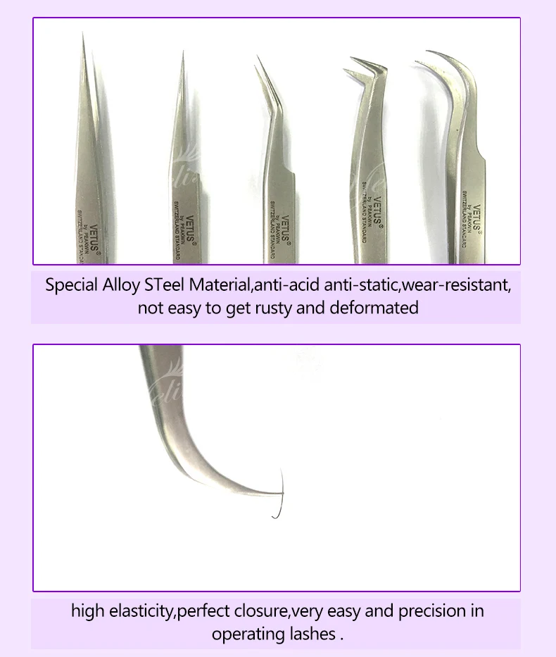 Maquillaje pestañas Pinzas profesional de pestañas extensión Pinzas pestañas Curvex inoxidable Pinzas Cejas Pincet herramientas