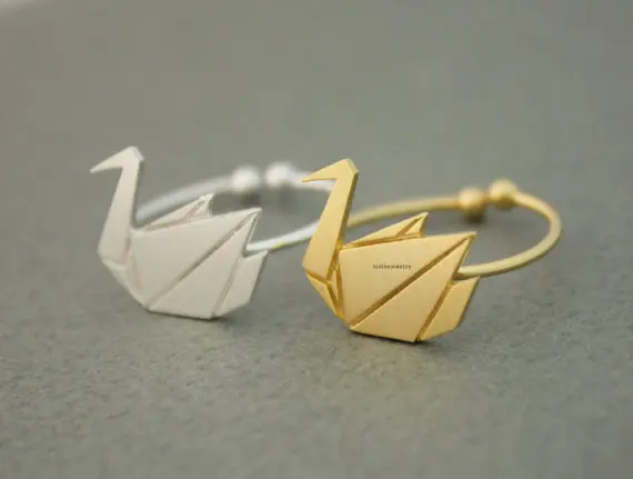 Кольцо-Журавль из бумаги оригами с ромашками, ювелирное изделие для женщин, кольцо с открытым пальцем
