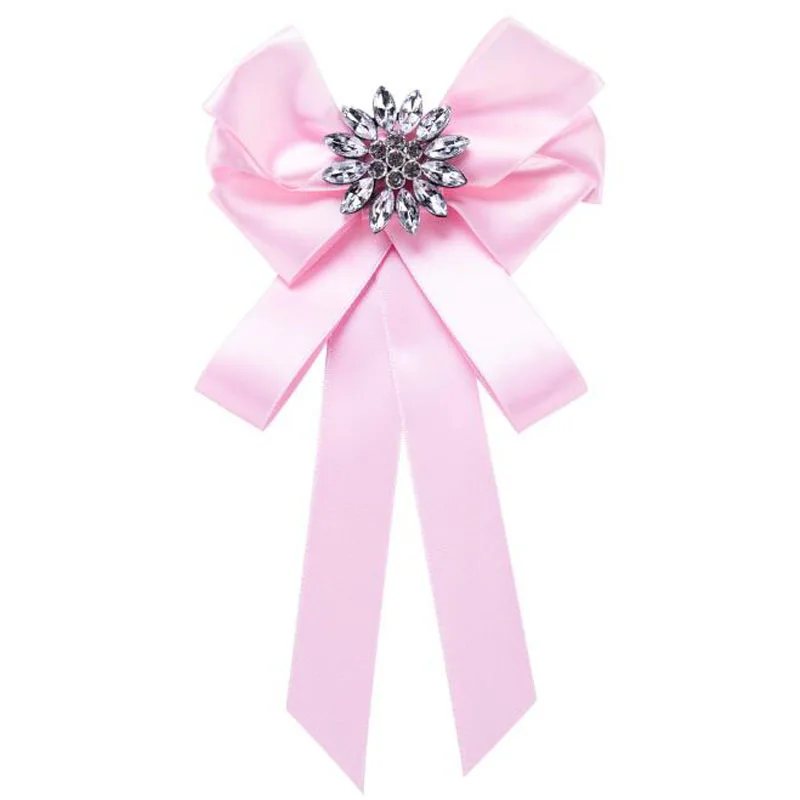 Горячий режим продажи Strass Imitatie Parel Strik броши брошь En Shirt Strikje Kraag Linten Stof Corsage Sieraden праздничные подарки - Окраска металла: pink