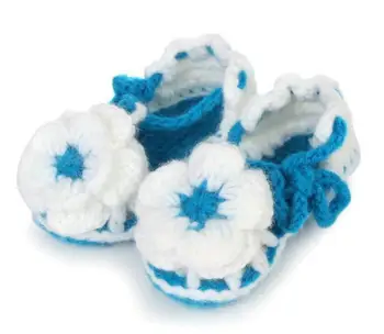 

1Pair Hot sale cute soft baby girls flowers handwork knit Photography props toddler shoes children's crib shoes 11cm
