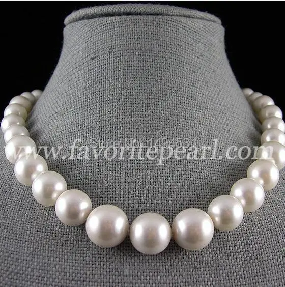 

Free Shipping - Graduated AAA 4-14MM 17-18 Inches White Color Mother - Of - Pearl Necklace